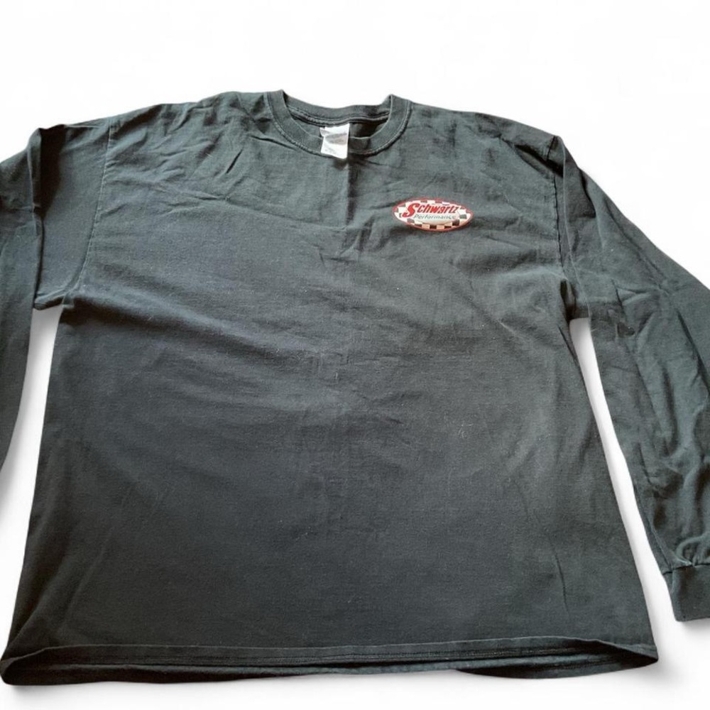 Gildan Black Long Sleeve with Red and White Logo